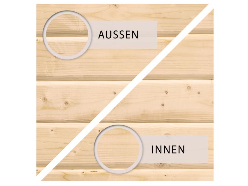 Karibu Stelzenhaus Fidel naturbelassen + Rutsche blau + Holzrampe