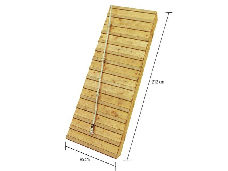 Karibu Stelzenhaus Fidel naturbelassen + Rutsche rot + Holzrampe