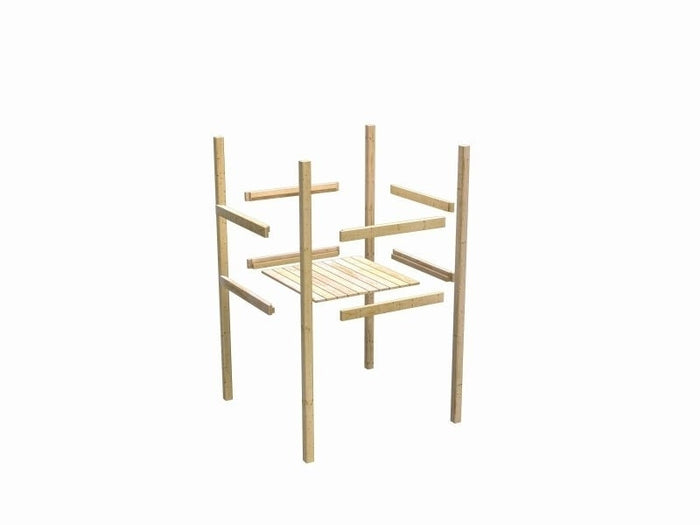 Karibu Stelzenhaus Fidel terragrau + Holzrampe