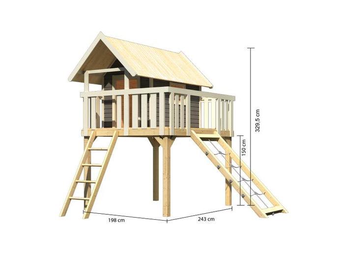 Karibu Stelzenhaus Fidel terragrau + Netzrampe
