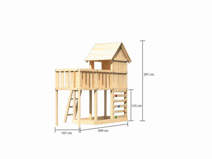 Karibu Stelzenhaus Frieda + Anbauplattform + Kletterwand