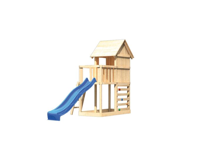 Karibu Stelzenhaus Frieda + Rutsche blau + Kletterwand