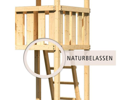 Karibu Stelzenhaus Frieda + Rutsche blau + Anbauplattform