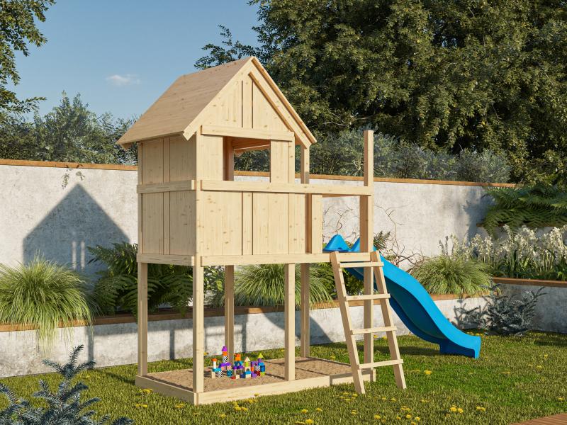 Karibu Stelzenhaus Frieda + Rutsche blau