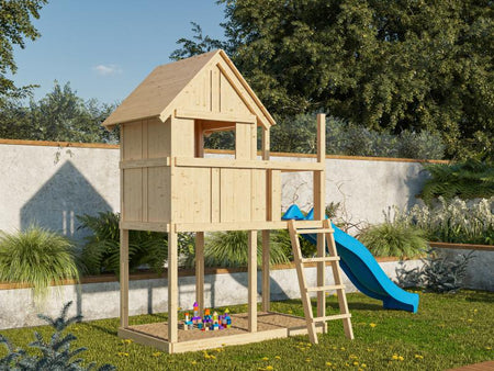 Karibu Stelzenhaus Frieda + Rutsche blau