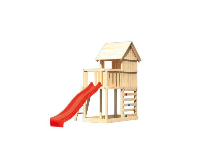 Karibu Stelzenhaus Frieda + Rutsche rot + Kletterwand