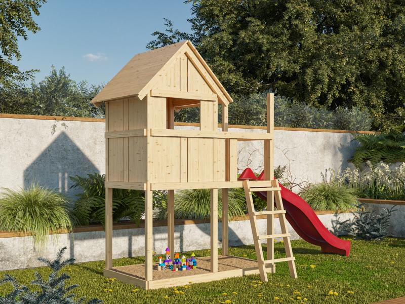 Karibu Stelzenhaus Frieda + Rutsche rot