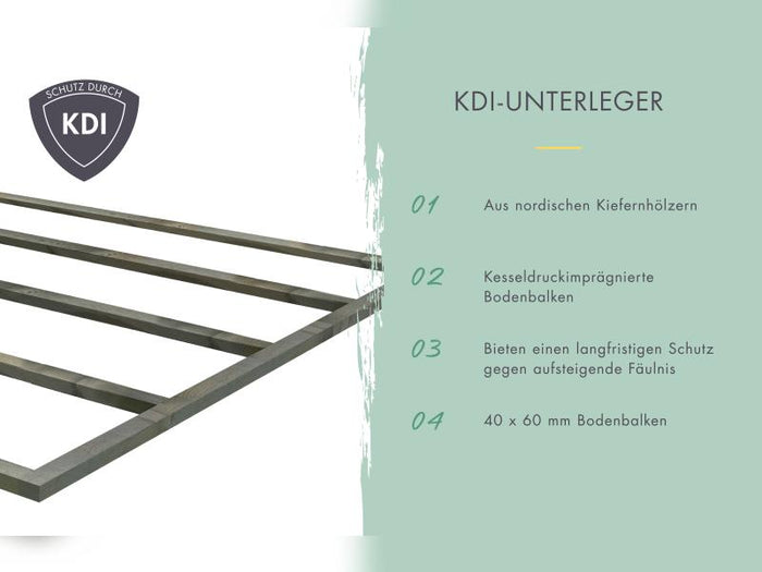Karibu Studio Dice 3 natur 38 mm, inkl. Fußboden und selbstklebende Dachfolie