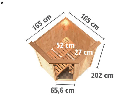 Larin - Karibu Sauna ohne Ofen - mit Dachkranz -