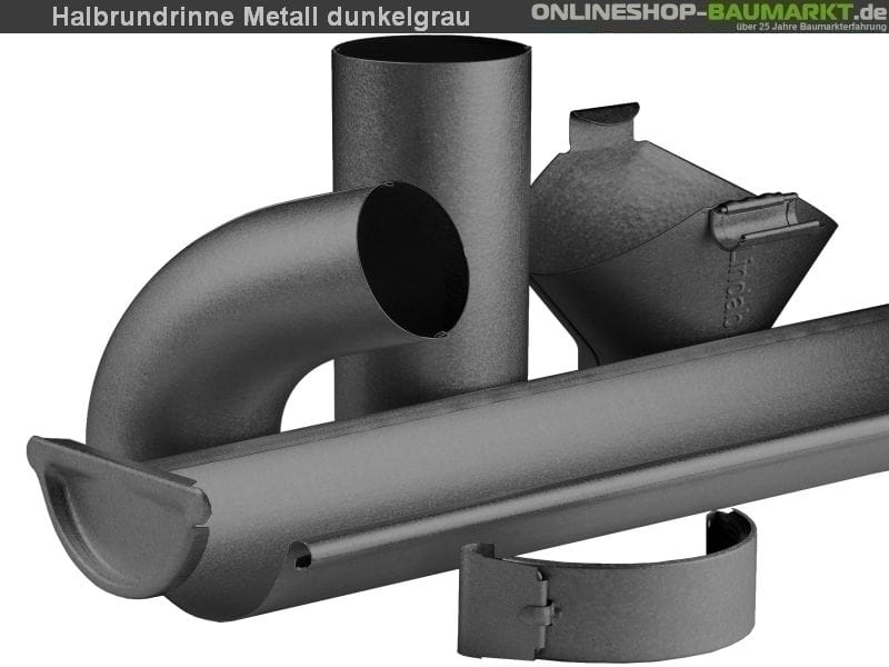 Metall-Dachrinne dunkelgrau Satteldach 600 cm