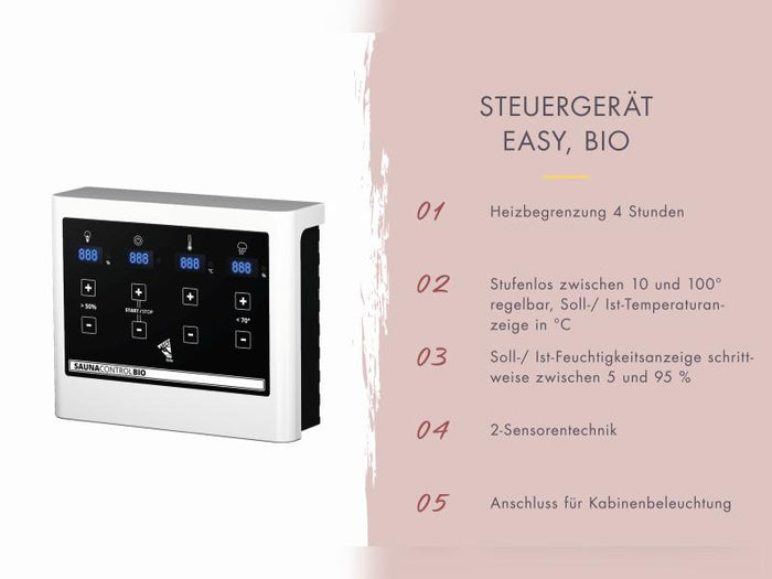 Osb samrt choice Saunahaus Patio 3, 38 mm naturbelassen -inkl. 9 kW Bioofen ext. Steuerung- inkl. Da