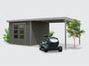 Osb smart choice Hybrid Gartenhaus Woodtallic B, terragrau/staubgrau im Set mit Fußboden, inkl. 3 m 