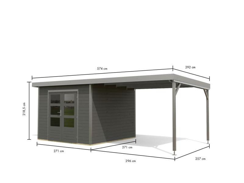 Osb smart choice Hybrid Gartenhaus Woodtallic B, terragrau/staubgrau im Set mit Fußboden, inkl. 3 m 