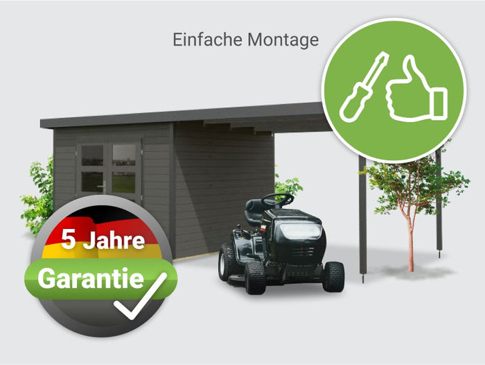 Osb smart choice Hybrid Gartenhaus Woodtallic B, terragrau/staubgrau im Set mit Fußboden, inkl. 3 m 