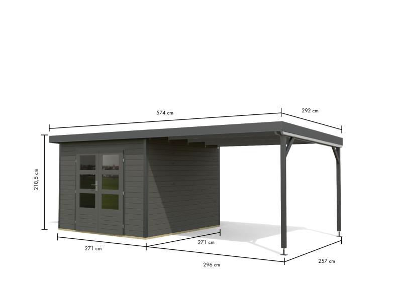 Osb smart choice Hybrid Gartenhaus Woodtallic B, terragrau/anthrazit im Set mit Fußboden,  inkl. 3 m