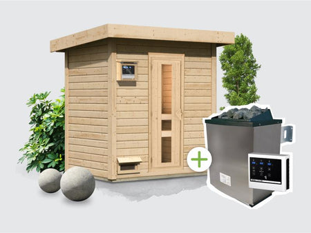 Osb smart choice Saunahaus Hella 1  38 mm - inkl. 9 kW Ofen ext. Steuerung - inkl. Dacheindeckung un