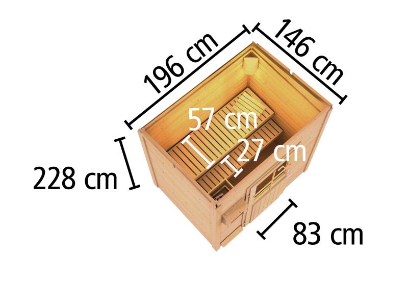 Osb smart choice Saunahaus Hella 1  38 mm - inkl. 9 kW Ofen ext. Steuerung - inkl. Dacheindeckung un