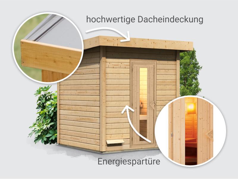 Osb smart choice Saunahaus Hella 2  38 mm - ohne Ofen - inkl. Dacheindeckung und Fußboden
