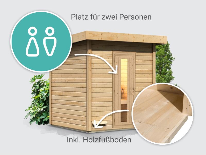 Osb smart choice Saunahaus Hella 2  38 mm - ohne Ofen - inkl. Dacheindeckung und Fußboden