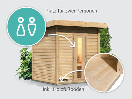 Osb smart choice Saunahaus Hella 2  38 mm - ohne Ofen - inkl. Dacheindeckung und Fußboden