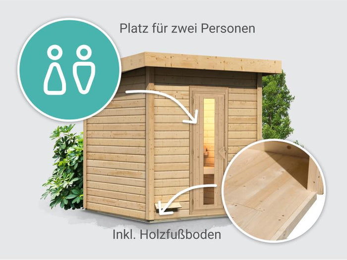 Osb smart choice Saunahaus Hella 2  38 mm - ohne Ofen - inkl. Dacheindeckung und Fußboden