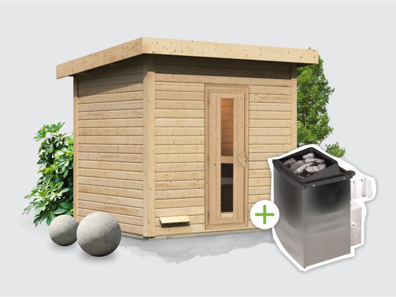 Osb smart choice Saunahaus Hella 3  38 mm - inkl. 9 kW Ofen integr. Steuerung - inkl. Dacheindeckung