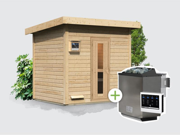 Osb smart choice Saunahaus Hella 3  38 mm - inkl. 9 kW Bioofen ext. Steuerung - inkl. Dacheindeckung