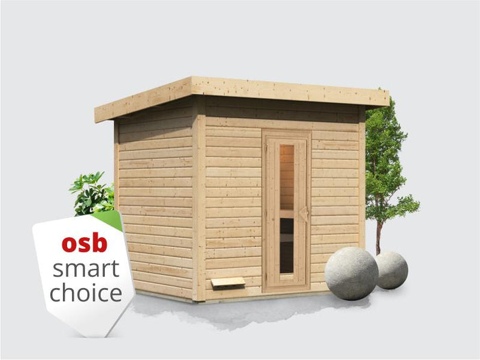 Osb smart choice Saunahaus Hella 3  38 mm - ohne Ofen - inkl. Dacheindeckung und Fußboden