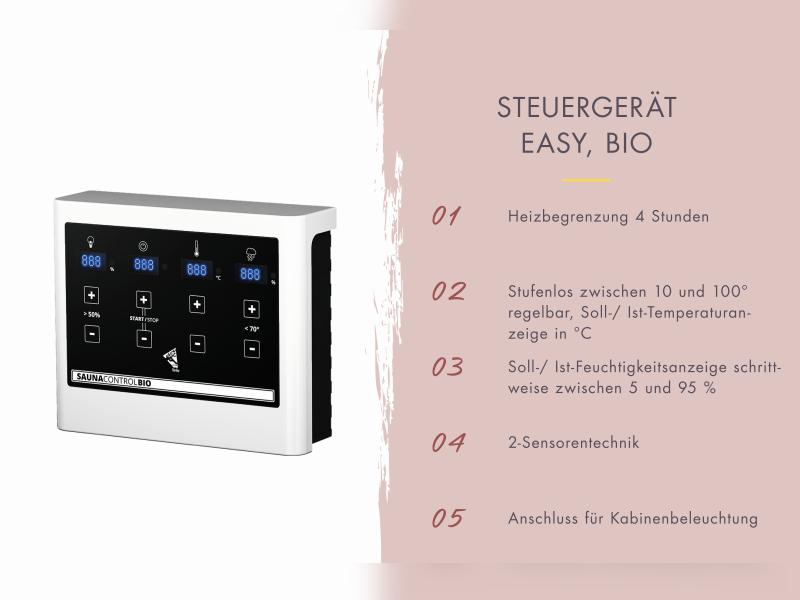 Osb smart choice Saunahaus Patio 2, 38 mm naturbelassen -inkl. 9 kW Bioofen ext. Steuerung-, inkl. D