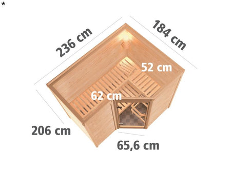 Sahib 2 - Karibu Sauna inkl. 9-kW-Bioofen - ohne Dachkranz -