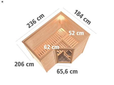 Sahib 2 - Karibu Sauna ohne Ofen - ohne Dachkranz -