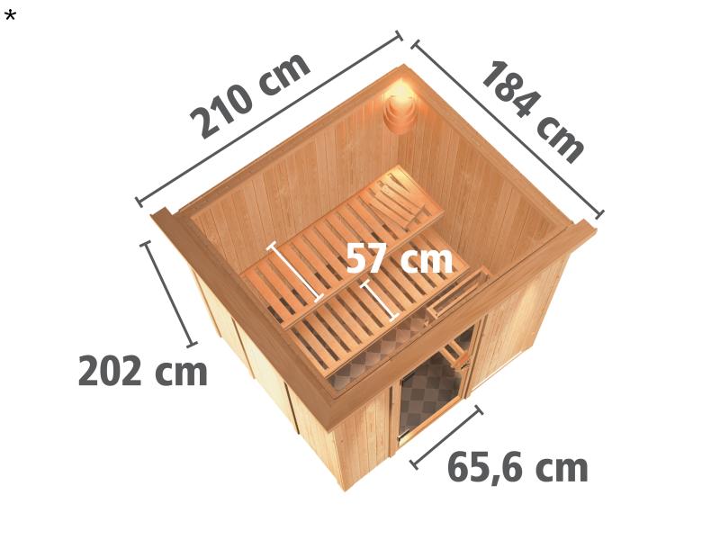 Sodin - Karibu Sauna ohne Ofen - mit Dachkranz -