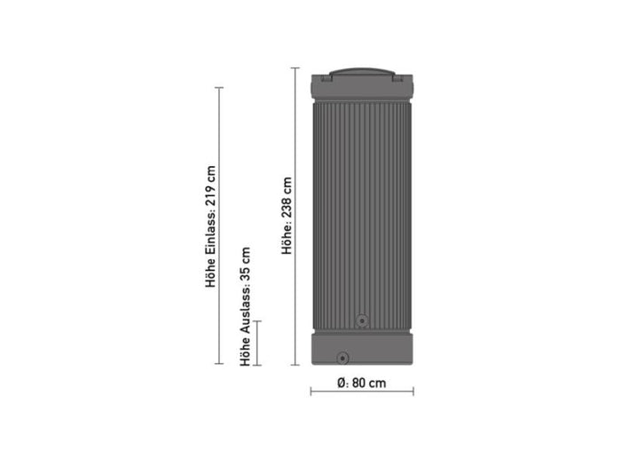 Speidel Regensäule 1000 Liter, anthrazit inkl. Regensammler und Kunststoffauslauf