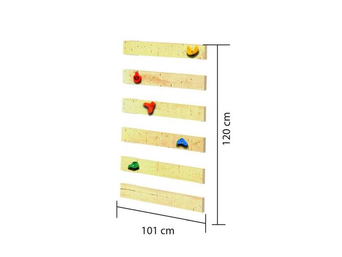 Spielturm Anna + Rutsche rot + Anbauplattform + Kletterwand