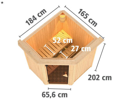 Taurin - Karibu Sauna ohne Ofen - mit Dachkranz -