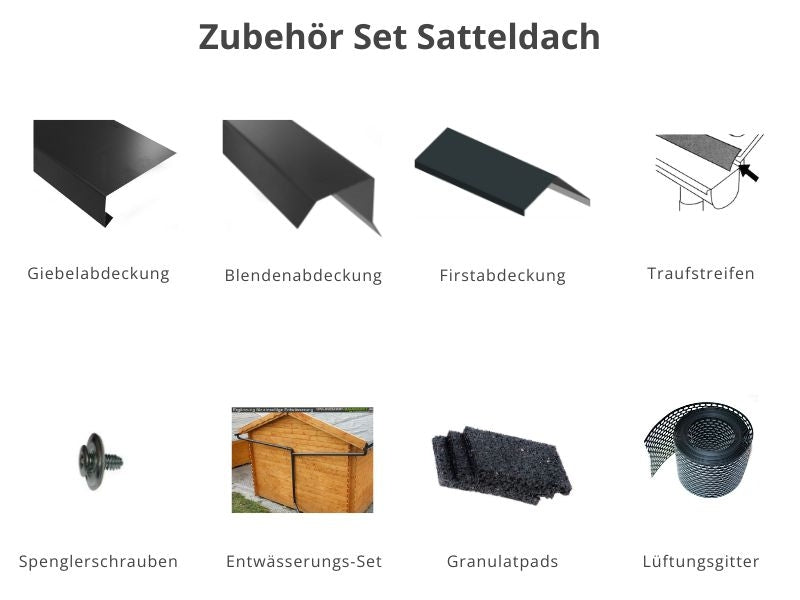 Zubehör Set für Karibu Gartenhaus Blockbohlenhaus "Radur 0" naturbelassen