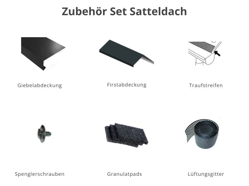 Zubehör Set für Karibu Theres 3 terragrau- 1 Dachbausbauelement