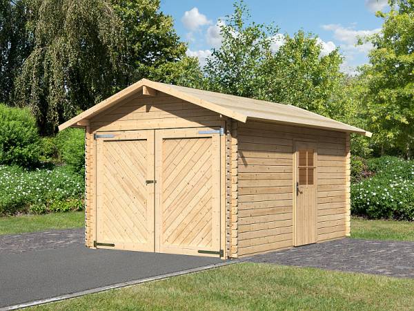 Karibu Blockbohlengarage 28 mm natur Karibu Blockbohlengarage 28 mm natur