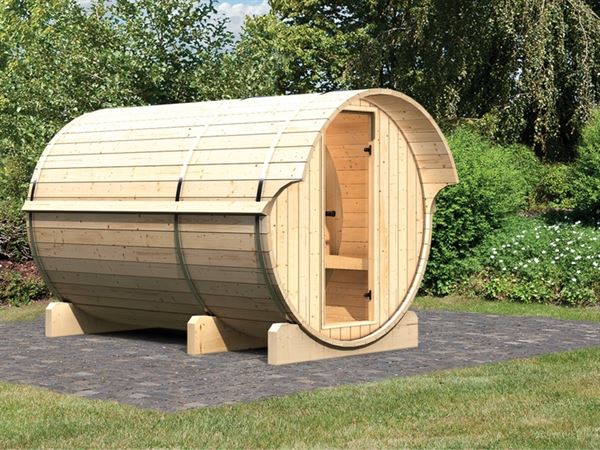 Karibu Fass - Sauna 3 42 mm ohne Ofen - Saunahaus Karibu Fass - Sauna 3 42 mm ohne Ofen - Saunahaus