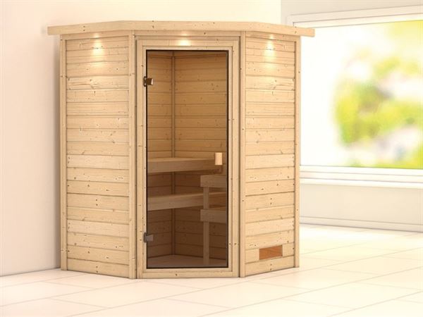 Karibu Sauna Franka 38 mm mit Dachkranz- ohne Ofen Karibu Sauna Franka 38 mm mit Dachkranz- ohne Ofen