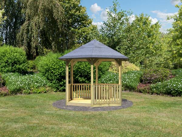 Karibu 6-Eck Pavillon Eco Madrid mit Brüstung Set Karibu 6-Eck Pavillon Eco Madrid mit Brüstung Set