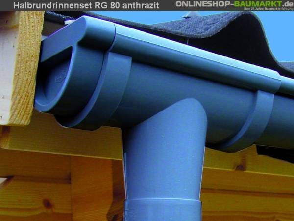 Dachrinnen Set RG 80 anthrazit 750 cm Pultdach Dachrinnen Set RG 80 anthrazit 750 cm Pultdach