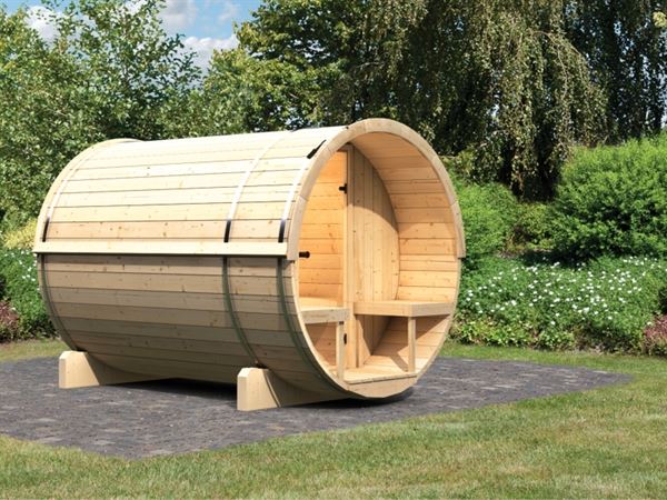 Karibu Fass - Sauna 2 42 mm ohne Ofen - Saunahaus Karibu Fass - Sauna 2 42 mm ohne Ofen - Saunahaus