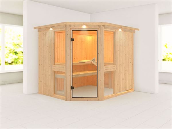 Amelia 3 - Karibu Sauna ohne Ofen - mit Dachkranz - Amelia 3 - Karibu Sauna ohne Ofen - mit Dachkranz -