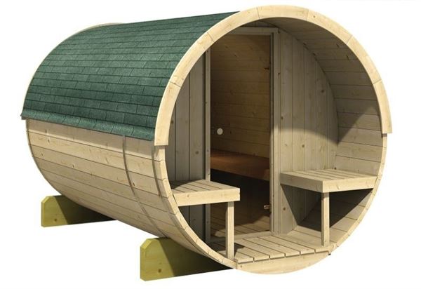 Karibu Fass - Sauna 2 42 mm ohne Ofen - Sparset - inkl. Dachschindeln Karibu Fass - Sauna 2 42 mm ohne Ofen - Sparset - inkl. Dachschindeln