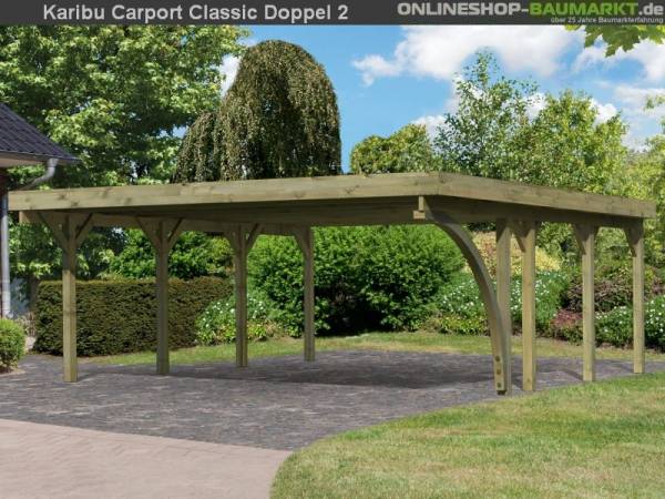 Karibu Carport Classic Doppel 2 mit 1 Einfahrtsbogen kdi Karibu Carport Classic Doppel 2 mit 1 Einfahrtsbogen kdi
