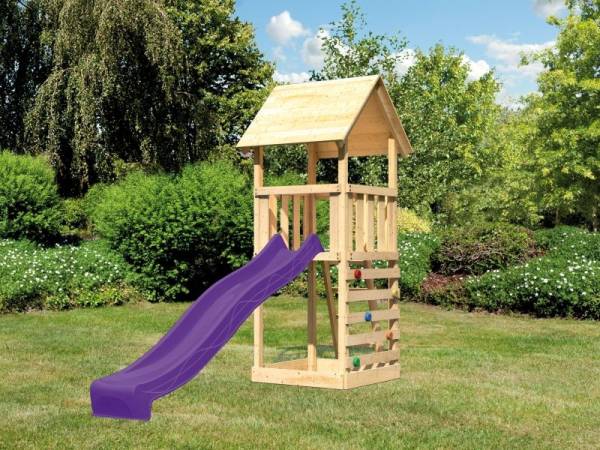 Akubi Spielturm Lotti mit Kletterwand und Rutsche violett Akubi Spielturm Lotti mit Kletterwand und Rutsche violett