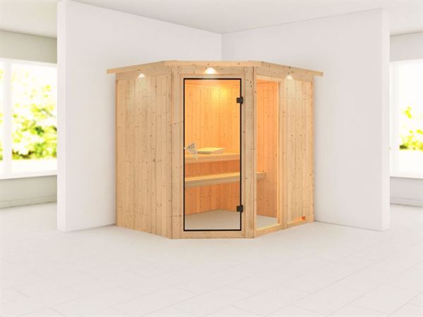 Fiona 2 - Karibu Sauna ohne Ofen - mit Dachkranz - Fiona 2 - Karibu Sauna ohne Ofen - mit Dachkranz -