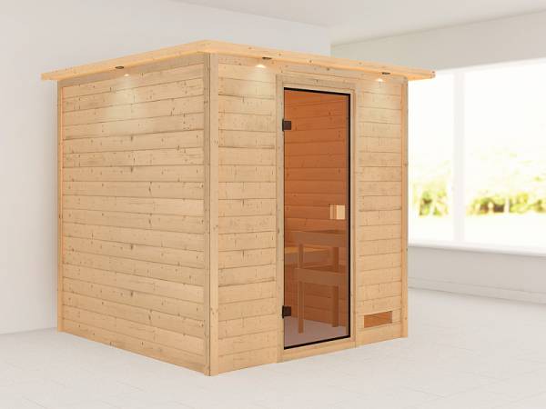 Karibu Woodfeeling Sauna Jara mit Dachkranz 38 mm Karibu Woodfeeling Sauna Jara mit Dachkranz 38 mm